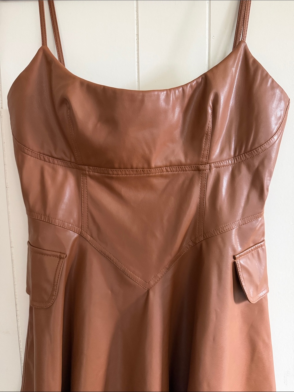 Jus Des Pommes Faux Leather Brown Dress Small Edgy Feminine Earthy Grunge Indie - Picture 4 of 15